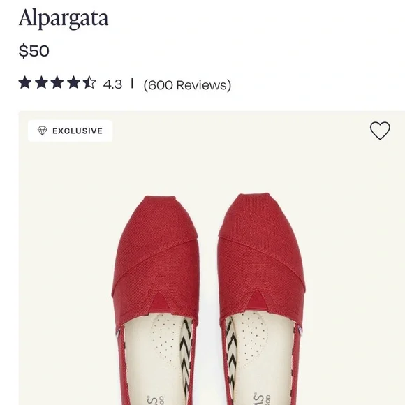 TOMS Vibrant Red Canvas Slip-Ons - Picture 6 of 6